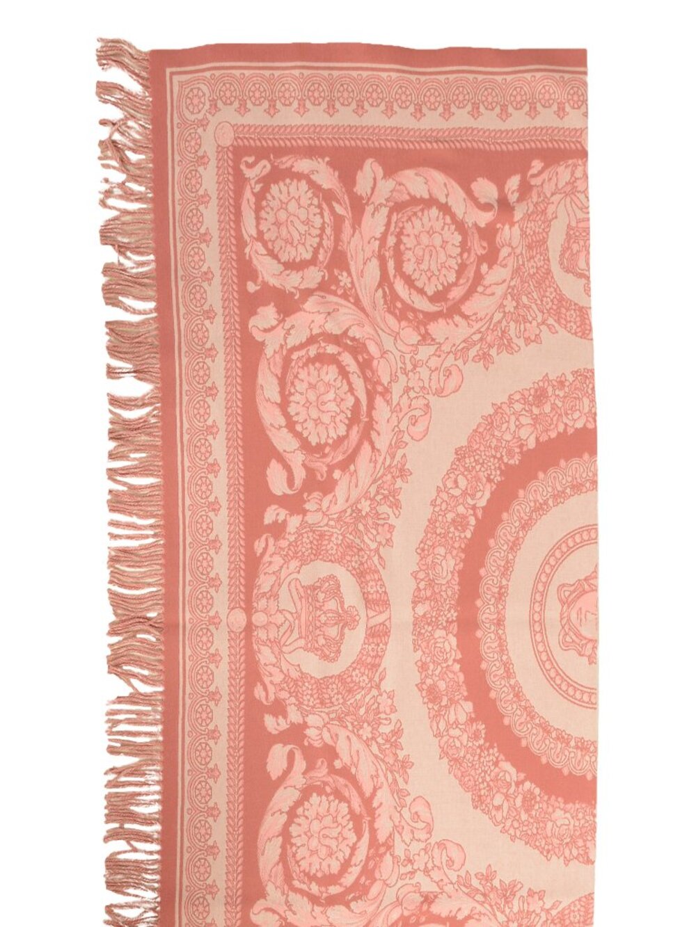 Versace "Crete De Fleur" Pink Rose Wool Cashmere Blanket Throw